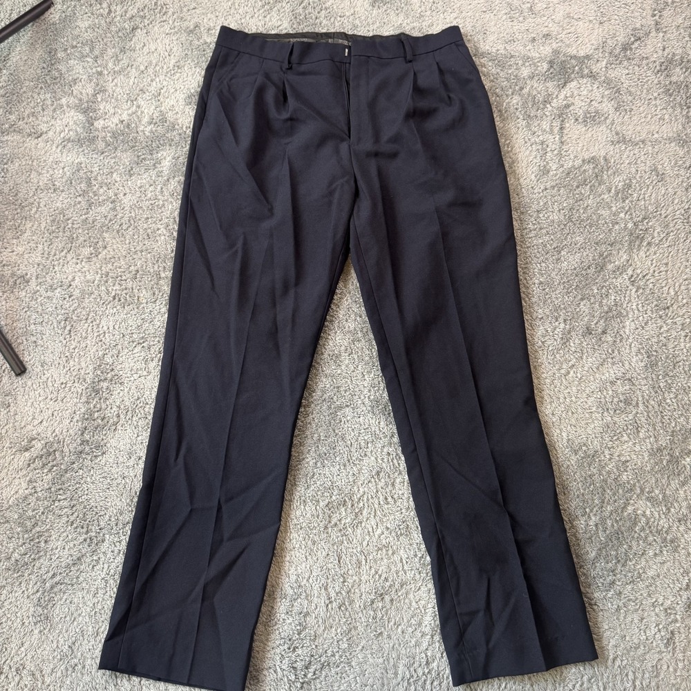 Bocaccio Uomo Boys Pleated Dress Pants 20H Navy Blue Dacron Polyester